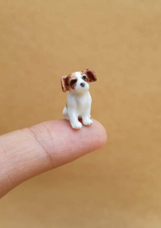 Animal Figurine Tiny Jack Russell Puppy Dog Pet Collectible Handmade Statue Gift