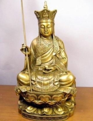 Ksitigarbha Bodhisattva Brass Statue Antique Old 8 " High