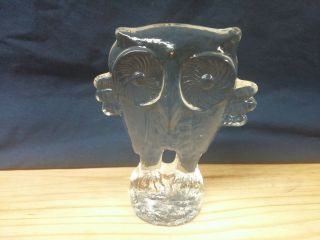 Clear Glass Owl Paperweight Figurine Sculpture Statue