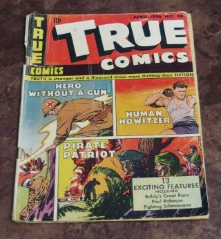 True Comics 48 Gd/vg 1946 Golden Age War Battle Army Comic Book Sports Ww2
