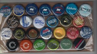 26 Diff Dented Beer Bottle Crown Caps From Canada Steam Whistle Sleeman & More