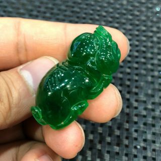 Chinese Zodiac Green Jadeite Jade Handwork Collectible Fortune Pig Rare Pendant