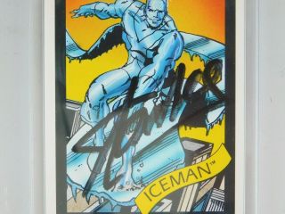 Signed Stan Lee Auto Marvel Comics Heroes ICEMAN 1990 Trading Card 22 3