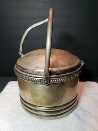 Antique Forbes Silver Co Plate Ice Bucket Vacuum Insulated Hinged Lid Hallmark