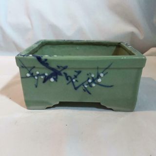 Antique Vintage C1920s Japanese Celadon Bonsai Pot Planter Ikebana Vase