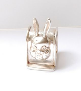 Rare Vintage Sandborns Mexico Sterling Silver Rabbit Napkin Ring W Cfr/lfr Mono