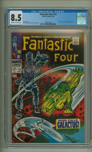 Fantastic Four 74 (cgc 8.  5) Ow/w Pages; Galactus; Silver Surfer; Kirby (c 24498)
