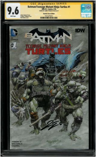 Batman/teenage Mutant Ninja Turtles 1 Cgc Ss 9.  6 Nm,  Signed Tynion Adams Cover