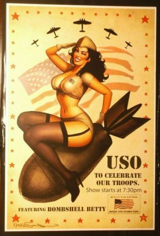 Nathan Szerdy Signed 12x18 Signed Art Print Uso Wwii War Retro Pin Up Girl Ad