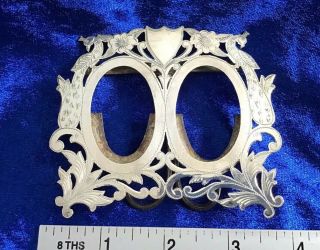 Antique Victorian French Solid Silver Double Picture Frame Peacock Decoration
