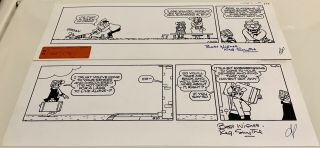 Pair Reg Smythe Signed Andy Capp Comic Strip Art