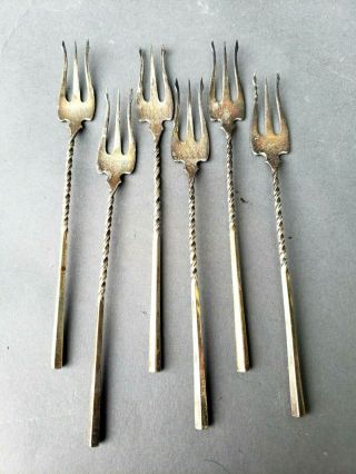 6 Whiting Sterling Silver Seafood Cocktail Forks