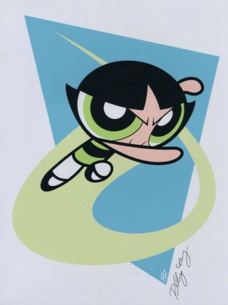 Powerpuff Girls Buttercup Flying Autographed Signed 8.  5x11 Print With Pj