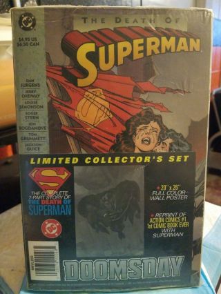 The Death Of Superman Limited Collectors Set With Reprint Action Comics Number 1