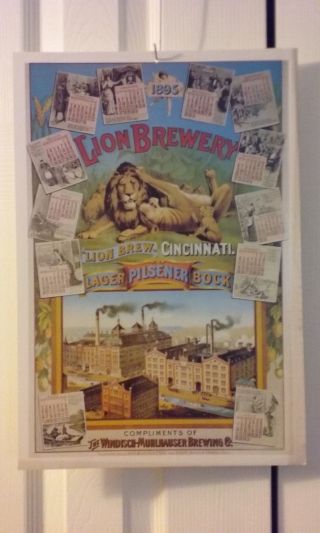 1895 Lion Brewery Cincinnati Calendar Print Poster Windisch - Muhlhauser Brewing