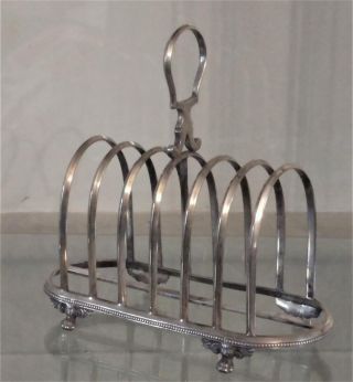 Fine Antique Silver Plated Charles Boyton 6 Place Toast Rack With Paw Feet 1894