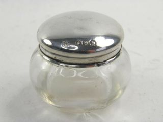 Antique 925 Sterling Silver Glass Vanity Dressing Table Jar Birmingham 1923