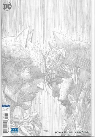 Batman 50 Jim Lee Sketch 1:100 Variant Near B&w Black And White Cover Dc