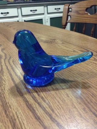 Vintage Glass Bird Ron Ray 1989 Bluebird Of Happiness - Blue