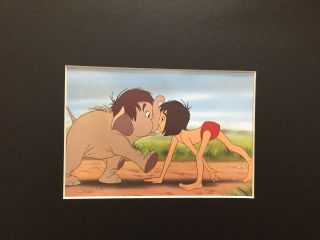 Mowgli & Hathi Jr.  Jungle Book 8 X 10 Mat Print Nose To Nose Elephant