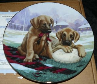 Hamilton Jim Lamb Great Try Good Sports Great Dane Puppies Dog Collector Plate