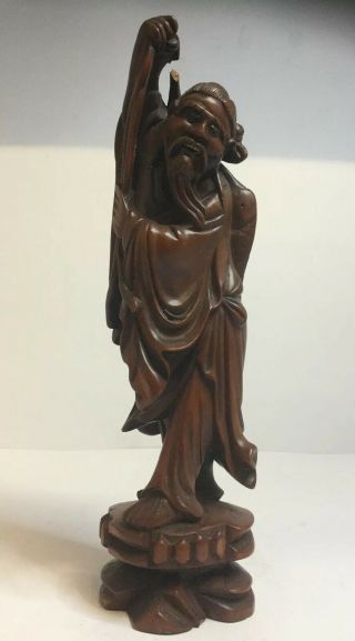 Vintage Chinese Hand Carved Wood Wooden Root Carving Figure Of Fisherman