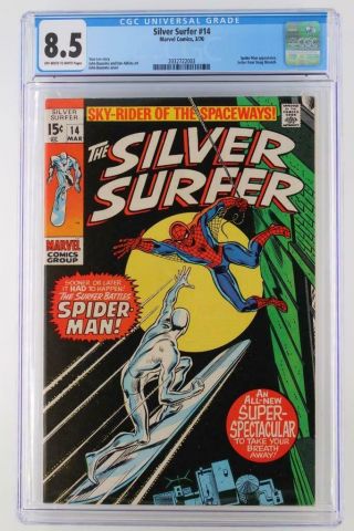 Silver Surfer 14 - Cgc 8.  5 Vf,  Marvel 1970 - Spider - Man App