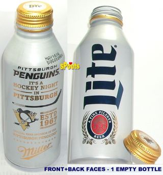 2016 Hockey Night In Pittsburgh Penguins Miller Lite Beer Nhl Aluminum Bottle Pa