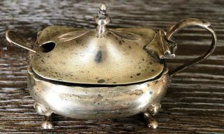 Antique 925 Sterling Silver Sugar Bowl With Spoon - 77 Grams
