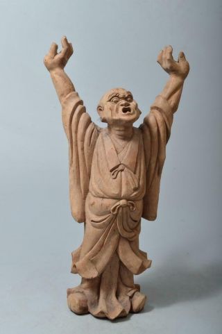 T3759: Japanese Wood Carving Doll Statue Sculpture Ornament Figurines Okimono
