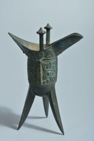 T2774: Japanese Casting Copper China Crest Sculpture Sakecup Shaku Sake Vessels