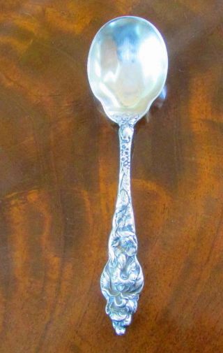 1 Antq Sterling Silver Reed & Barton Les Six Fleurs Sugar Preserve Spoon 6 "