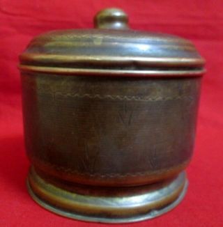 Vintage Collectible Hand Forged Powder Copper Box With Dug Lid Tikka Box