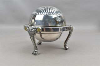 F.  B.  Rogers Company Silverplate Roll Top Lion Footed Butter Dish