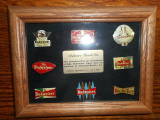 Anheuser - Busch Commemorative Logos Of The Past Framed And Numbered Pin Set