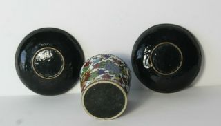 Set of 3 Antique Early 20thC Japanese Cloisonne Enamel Cigarette Cup & Ashtrays 4