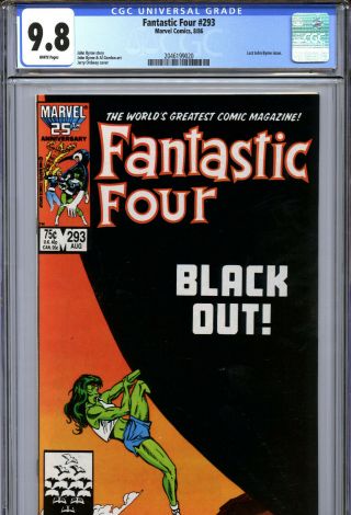 Fantastic Four 293 (1986) Marvel Cgc 9.  8 White Pages Last John Byrne