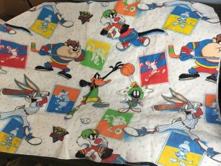 Vintage Looney Tunes Blanket Sports Sylvester Tweety Marvin Bugs 66 X 8 " Twin