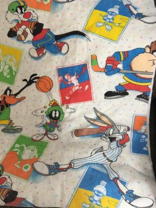 Vintage Looney Tunes Blanket Sports Sylvester Tweety Marvin Bugs 66 x 8 