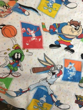 Vintage Looney Tunes Blanket Sports Sylvester Tweety Marvin Bugs 66 x 8 