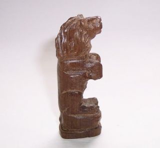 Antique/vintage Miniature Wooden Lion Figure Hand Carved Wood Animal Ornament