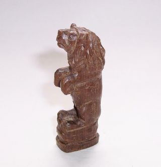 Antique/Vintage Miniature WOODEN LION FIGURE Hand Carved Wood Animal Ornament 5