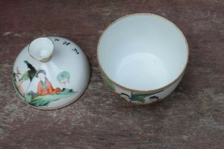 Chinese Porcelain Lidded Pot with ladies in garden Republic period (1912 - 1949) 5