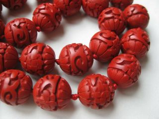 Fine Old Chinese Carved Red Cinnabar 24 