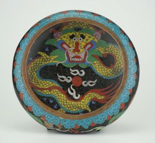 Antique Chinese Bronze Cloisonne Dragon Censer Incense Burner Bowl Brush Washer
