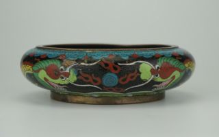 Antique Chinese Bronze Cloisonne Dragon Censer Incense Burner Bowl Brush Washer 5