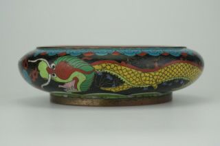 Antique Chinese Bronze Cloisonne Dragon Censer Incense Burner Bowl Brush Washer 6
