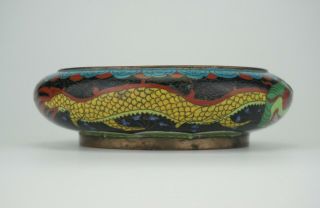 Antique Chinese Bronze Cloisonne Dragon Censer Incense Burner Bowl Brush Washer 8
