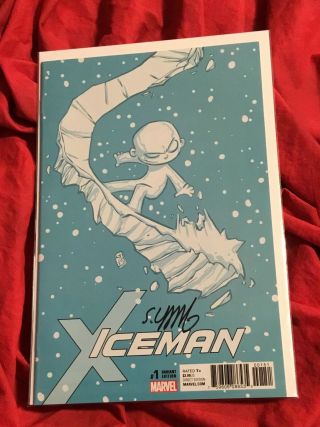 Iceman 1 Baby Variant Edition Hand - Signed By Skottie Young X - Men Nm