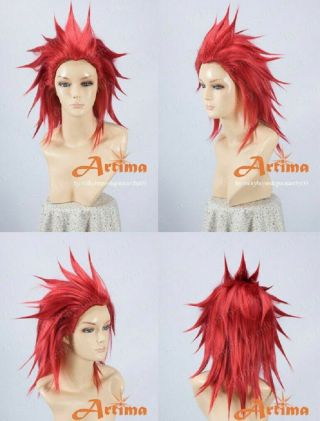 Anime Kingdom Hearts Axel Red Cosplay Costume Wig Style